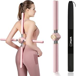 Back Straightener Posture Corrector – Includes Storage Bag & Exercise Workbook | Yoga Stick Stretching Tool for Adults & Kids | Adjustable, Retractable Design for Women & Men – Back & Neck Pain Relief
