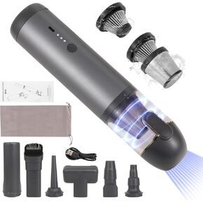 Car Vacuum Portable Cordless - 16,000PA Powerful Suction Handheld Vacuum Cleaner, 4-in-1 Portable Vacuum, Up to 40 Minutes of Run Time, Multi-Nozzle, Vacuum for Home, Pets, Car and Office