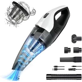 WareHaven Wireless Handheld Vacuum Cleaner for Car and Home, Powerful 6KPa Suction, 120W Motor, USB/Car Charging, HEPA Filter