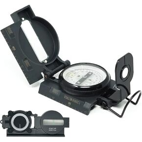 POLARIS Lensatic Compass with Inclinometer for Survival Hiking Tactical Boy Scout, Japan Design Tools