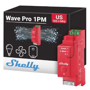 Shelly Wave Pro 1PM US | Z-Wave Smart Relay Switch with Power Metering, 1-Channel 16 A | DIN-Rail | Home Automation | Z-Wave Repeater | High Compatibility | Easy Installation | iOS Android App