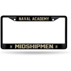 Rico Industries NCAA Naval Academy Midshipmen Standard Black Chrome Frame with Decal Inserts 12" x 6" Car/Truck Auto Accessory