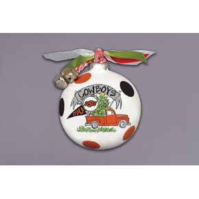 Magnolia Lane Oklahoma State Truck Ornament with Ribbon, 3.5-inch Diameter, Bells and Gift Box, Home, Home Décor