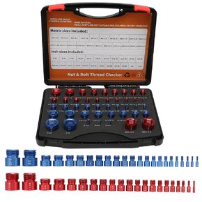 Nut and Bolt Thread Checker, Practical Thread Checker Box, 44pcs Male/Female Bolt Size and Thread Gauge Set Tool 23 Inch 21 Metric for Size Check on Tricky and Narrow Area