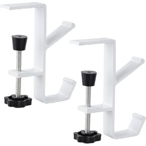 Lusofie 2Pcs Desk Clamp Metal Desk Hook Headphone Holder Desk Table Clamp Backpack Hook for Desk Adjustable Desk Headphone Hanger Hook