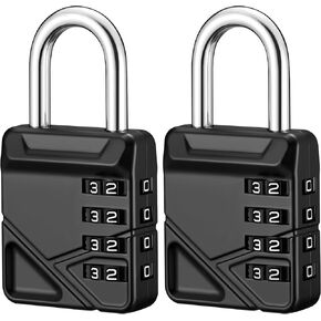 Puroma Combination Padlock, 4 Digit Waterproof Locks Outdoor Code Lock for Locker, School Gym Locker, Sports Locker, Gate, Case, Hasp Storage (2 Pack, Black)
