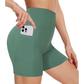 Diu Life High Waisted Biker Shorts Women with Pockets - 5" Tummy Control Spandex Gym Workout Running Yoga Shorts