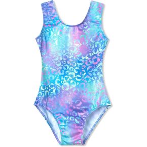 Domusgo Gymnastics Leotards for Girls Size 7-8 Years Sparkly Multicolor Green Purple Cheetah Practice Outfits