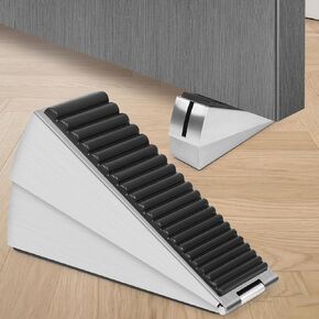 Adjustable Large Door Stoppers, Heavy Duty Door Stoppers for Bottom of Door, Door Stop with Strong Grip Stainless Steels for Heavy Duty and Usual Doors, Silver