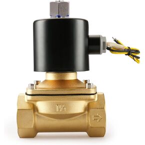 Baomain Pneumatic 1-1/2 Inch 2 Way Brass Electric Normally Open Solenoid Valve Water, Air 2W-400-40K (DC 12V)