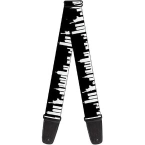 Guitar Strap New York Solid Skyline Black White 2 Inches Wide