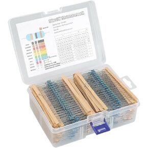 2600Pcs 130 Values 1/4W 1% Metal Film Resistor Assortment Kit 1Ohm - 10M Ohm Metal Film Resistor Kit Compatible with for Arduino Electronic Circuit PCB DIY