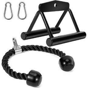 Cable Machine Attachments Set: LAT Pulldown Attachments Bar for Home Gym Accessories Tricep Rope Double D Handles