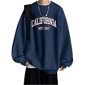 SweatyRocks Men's Letter Print Sweatshirt Crew Neck Long Sleeve Oversized Pullover Tops Streetwear