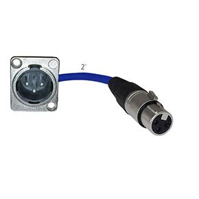 2ft Pigtail: XLR Male Panel Mount to XLR Female Plug (Blue)
