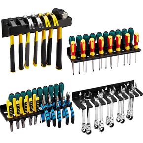 Screwdriver Organizer,Pliers Holder,Hammer Rack,Wrench Holder,4PCS Wall Mount Galvanized Steel Hand Tool Storage Organizer for Workshop,Shed,Garage,Home,Anti-corrosion,No Rusting