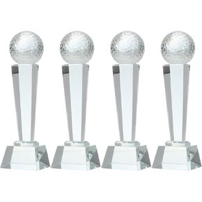 MECCANIXITY Crystal Glass Trophy with Box, Champions Award for Desktop Table Decor Tournament Sports Paperweight