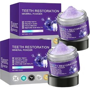 2pcs Teeth Restoration Mineral Powder, Teeth Whitening Mineral Powder 50g，Dental Restoration Mineral Powder Effective in Strengthening Teeth and Gums for Daily Use， Fresh Breath.