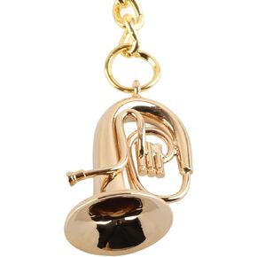 Brass Tuba Key Chain, Miniature Golden Musical Instrument Key Chains, Musical Instrument Ornament for Graduation Birthday Music Lover Gifts