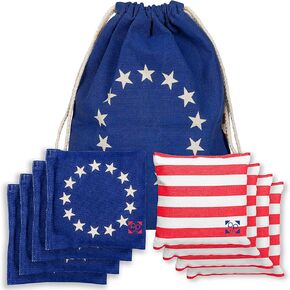 Professional Cornhole Bags - Set of 8 Regulation All Weather Double Sided - Sticky Side/Slick Side Bean Bags for Pro Corn Hole Game