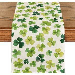 Artoid Mode Shamrock St. Patrick's Day Table Runner, Seasonal Spring Lucky Kitchen Dining Table Decoration for Home Party Decor 13 x 72 Inch