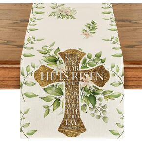 Artoid Mode He is Risen Easter Table Runner, Spring Summer Seasonal Holiday Kitchen Dining Table Decoration for Indoor Outdoor Home Party Decor 13 x 72 Inch