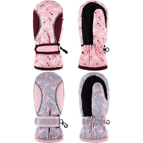 SATINIOR 2 Pairs 5-8 Years Kids Ski Winter Gloves Mittens Waterproof Girls Snow Gloves for Outdoor Waterproof Mittens, Fresh Style in Kuwait