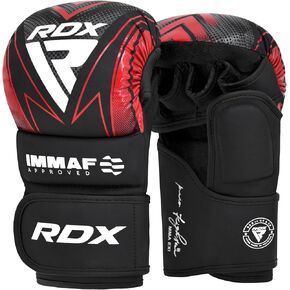 RDX IMMAF Approved Sparring Grappling Gloves, Professional Grade Hybrid Design for Competition Level and Training, Ventilated Open Palm, Adjustable Wrist Straps, Martial Arts Muay Thai, Men Women