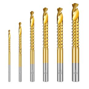 6 Pack Drill Bits, 3-8mm Serrated Side Cutting Drill Bit Woodworking Tools, Impact Drill Bit, Titanium Coated HSS Twist Drill for Stainless Steel Plastic Metal Wood Hole Hole Holesaw Tool