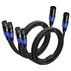 2 Pack XLR Splitter Cable 1.6 FT, 1 XLR Male to 2 XLR Female Patch Y Cable, Balanced Microphone Splitter Cord Audio Adaptor, Used for Microphone, Effector, Mixer, Equelizer, DMX LED, Amplifier, Guitar