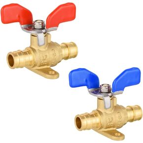 10-Pack EFIELD 1/2-inch Pex-A Expansion Shut-off Brass Ball Valve with Drop-ear, Red, Blue Butterfly Levels, cUPC Certified (10)