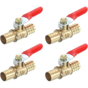 uxcell 2Pcs Brass Water Mini Ball Valve Shut Off Switch, 1/2" Hose Barb x 1/2" Hose Barb, 180 Degree Operation Handle, Brass Valve