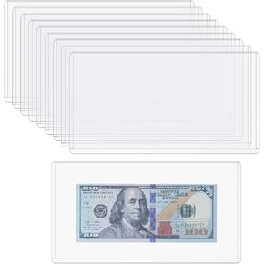 ONLYKXY Clear Plastic Dollar Bill Top-Load Display Protector Holder Sleeves Money Organizer Pockets Currency Album Banknotes Collecting Storage Saving Envelopes Bag Boxes for Card Coin,7.6x4in (10)