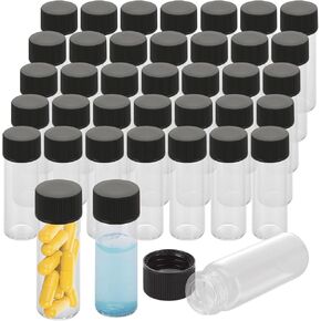 SENENQU 100 PCS 4ml (1 dram) Clear Small Liquid Sample Glass Vials Bottles with Screw Caps, 15mm Diameter x 47mm Length Leak-Proof Lab Sample Vials for Laboratory, Seeds