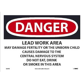 NMC D26PB National Marker Danger Sign -Lead Work Area 10 Inches x 14 Inches, Ps Vinyl