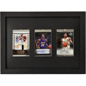 Card Display Case,Trading Card Display ,3 Trading Card Display Frame,Solid Wood Glass+3 Graded Card Display ,12.8"x9.4"Trading Card Frame,Collectible Card Display Box(Black)