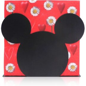 Mickey Head Stainless Steel Napkin Holder Stand for kitchen table party (Black)