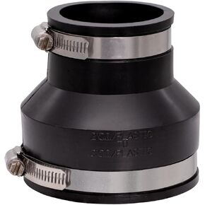 Fernco 1056-32 Reducing 3-in. x 2-in. Flexible PVC Pipe Coupling for Cast Iron and Plastic Plumbing Connections in Black