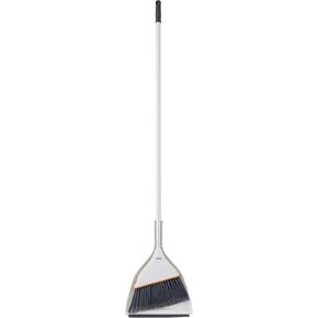 Superio Angle Broom with Clip-On Dustpan Set Angle Shape to Reach Narrow Spaces. (Soft Gray)