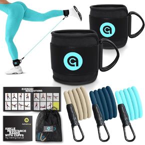 ActiveGear Ankle Resistance Bands with Cuffs - Ideal for Butt, Legs & Core Workouts, Kickback Ankle Straps for Working Out at Home & Gym Fitness - Blue
