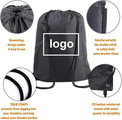 BeeGreen Black Drawstring Backpack Bags Bulk 2 Pack X-Large 22.4" L x 17.5" W Sports Cinch Sack Gym String Bags Machine Washable Heavy Duty String Backpack for Men Women in Saudi Arabia