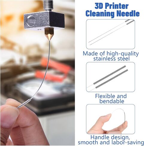 GIANTREE 60 PITS 3D طابعة طابعة طقم تنظيف فوهة ، طابعة طابعة ثلاثية الأبعاد منظف فوهة الفوهة ، إبر تنظيف فوهة من الفولاذ المقاوم للصدأ ، مجموعة أدوات الطابعة 3D من فوهة 3D (0.4 مم) in Saudi Arabia
