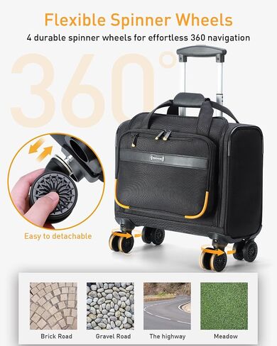 Rolling Laptop Bag - Rolling Briefcase with 4 Spinner Wheels, 15.6 Inch 1680D Nylon Water Resistant Computer Bag for Men and Women Work Travel, Black in Saudi Arabia