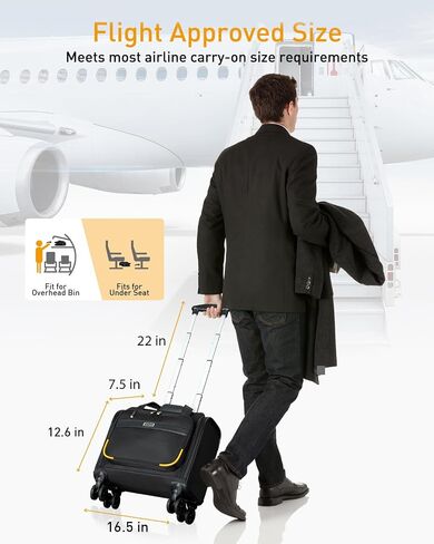 Rolling Laptop Bag - Rolling Briefcase with 4 Spinner Wheels, 15.6 Inch 1680D Nylon Water Resistant Computer Bag for Men and Women Work Travel, Black in Saudi Arabia