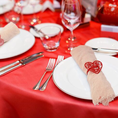 Whaline 12Pcs Valentine's Day Napkin Rings Hollow-Out Red Pink Heart Napkin Rings Alloy Wedding Napkin Holders Rustic Dinner Tables Decoration for Holiday Anniversary Party Supplies in Saudi Arabia