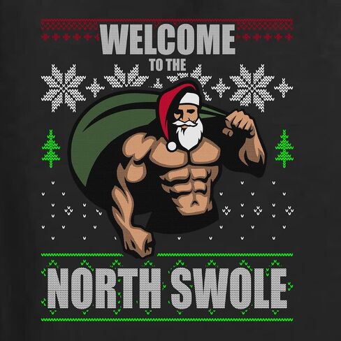 سترة سانتا جيم ليفتنج مرحبًا بكم في سترة North Swole Ugly Christmas للجنسين بياقة دائرية in Kuwait