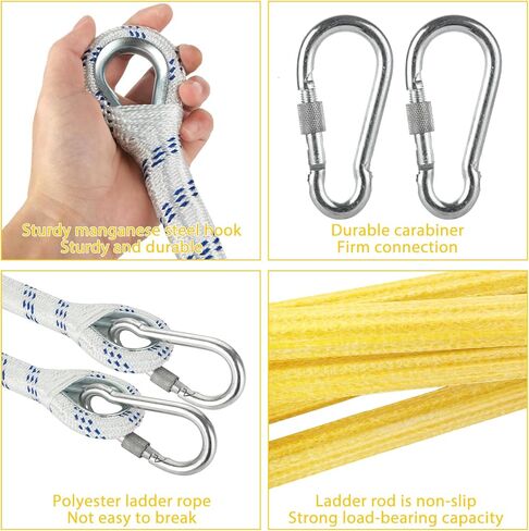 16 قدم حريق الهروب سلم 2 قصة ، حبل سلم الطوارئ حريق الهروب سلم سلم السلامة سلم مع السنانير ، سلم الطوارئ لنافذة المنزل في الطابق الثاني in Kuwait