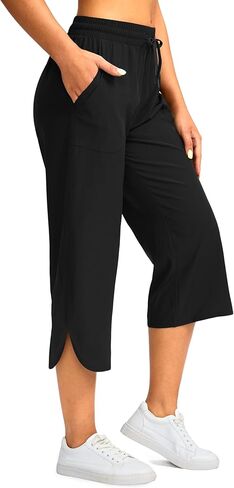 سراويل كابري للسيدات مع جيوب فضفاضة سروال سراويل سروال عريض الساق الكابري للنساء in Kuwait