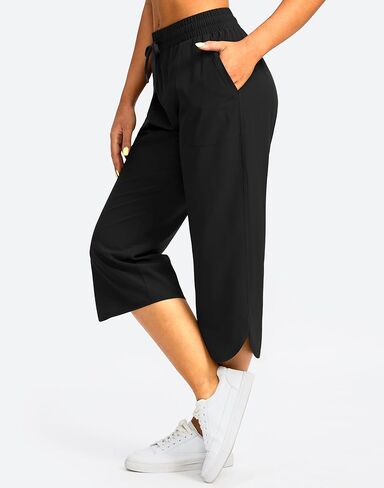 سراويل كابري للسيدات مع جيوب فضفاضة سروال سراويل سروال عريض الساق الكابري للنساء in Kuwait