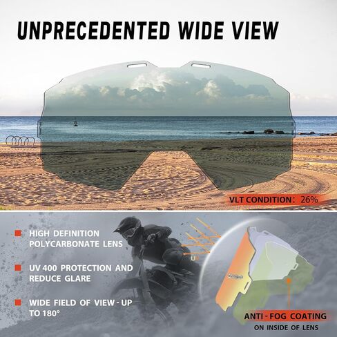 Dirt Bike Goggles Over Glasses Anti-Fog, Motorcycle Protective Eyewear Motocross Goggles for Men Women in Saudi Arabia